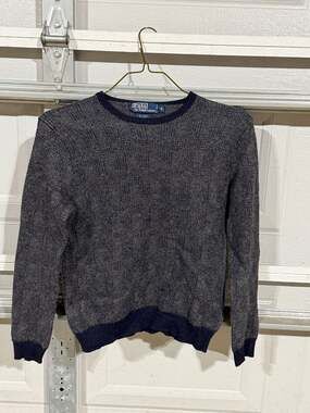 Polo Ralph Lauren Alpaca Wool Blend Crewneck Sweater Grey Navy Size M